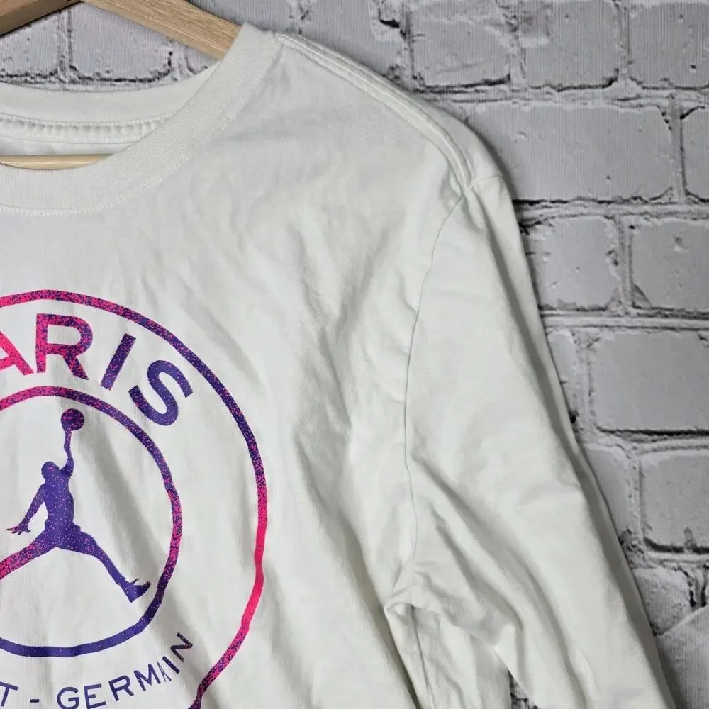 Nike Air Jordan Paris Saint Germain Long Sleeve Cropped Tshirt‎ PSG Size Large
